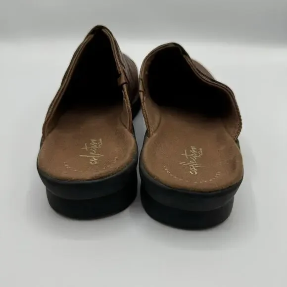 Clarks Brown Leather Patty Renata Slip On Mules Size 10 - Picture 2 of 8